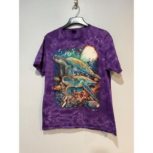 Caballo XL Purple Tie Dye Sea Turtles Coral Reef Graphic T Shirt all over print